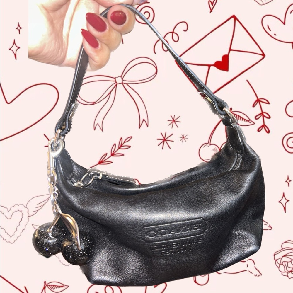 Small Vintage Coach Purse with Black Cherry Keychain